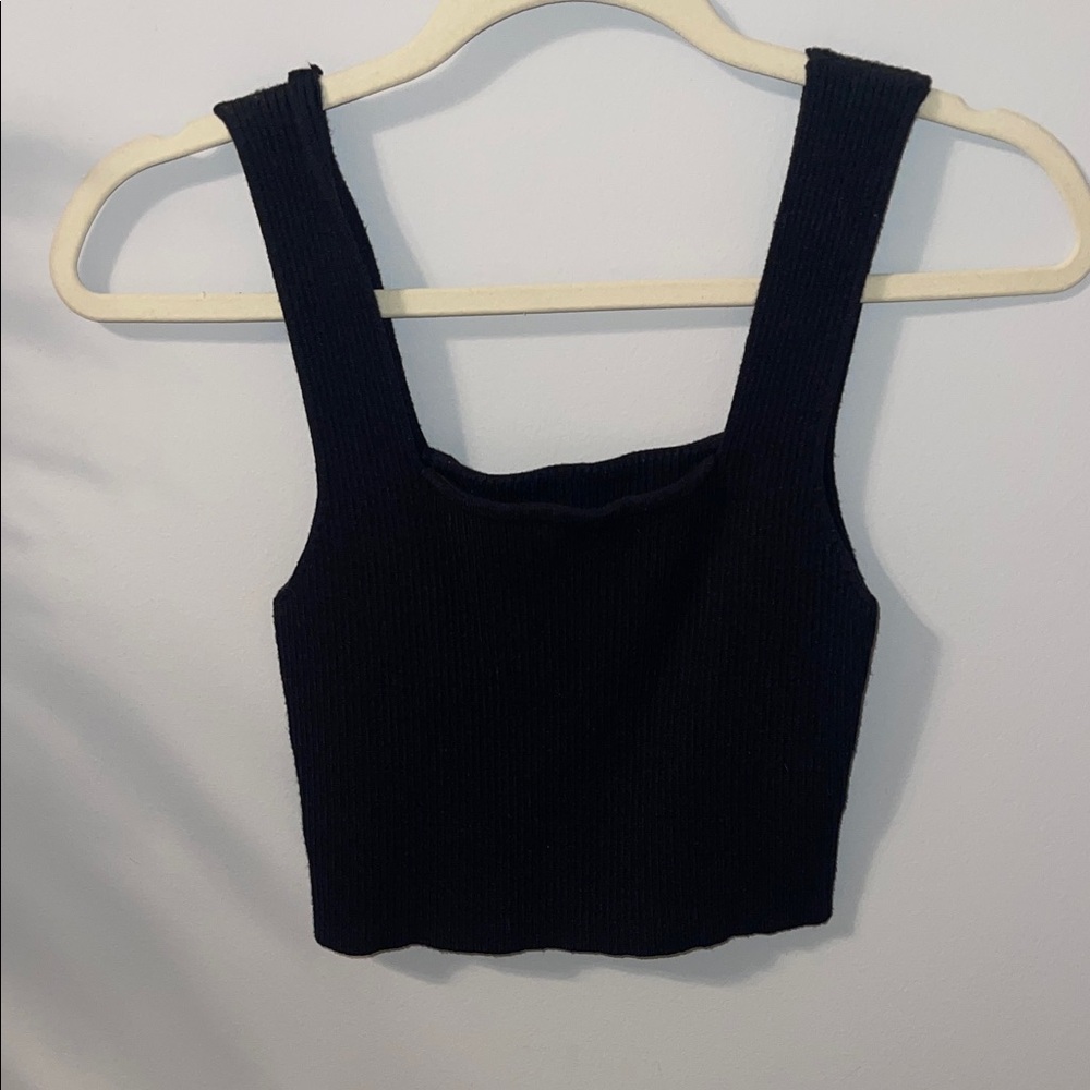 SHEIN Black Ribbed Crop Top